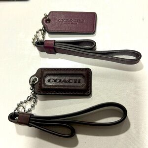 Coach New Leather HangTag Bag Tag with Leather Strap Lot Bundle of 2